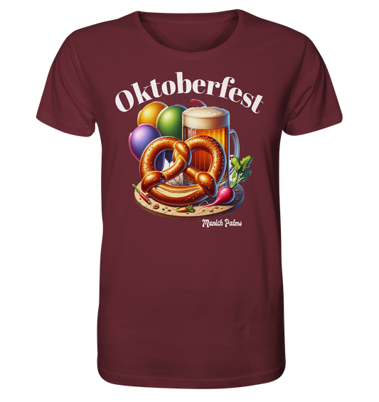 Beer mugs, pretzels, radishes - Oktoberfest - Wiesn licensed design Munich Palms - Organic Basic Shirt