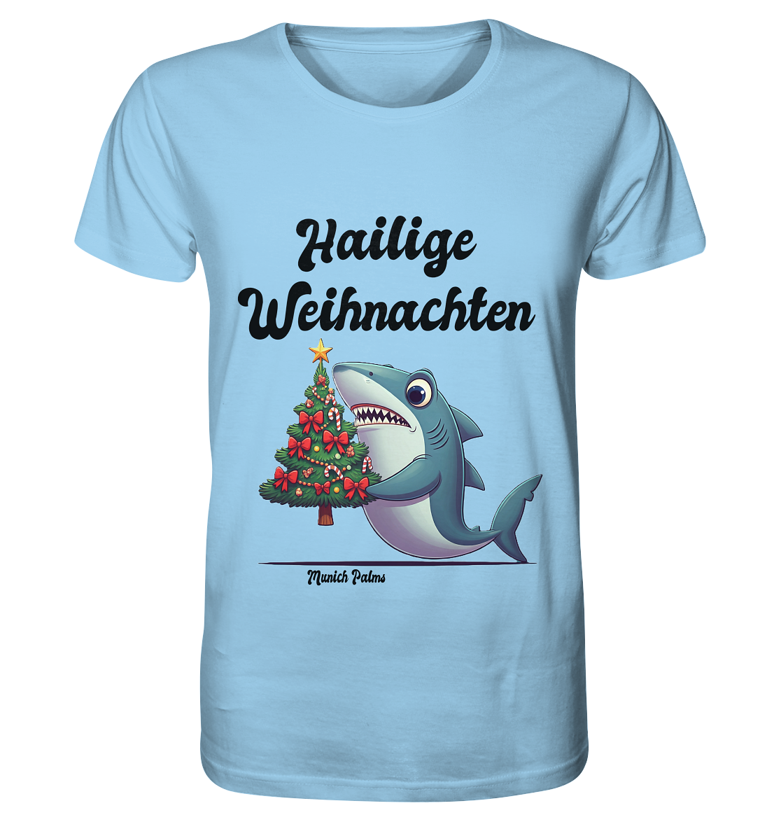 Hailige Weihnachten Haifisch mit Christbaum Design Munich Palms  - Organic Basic Shirt