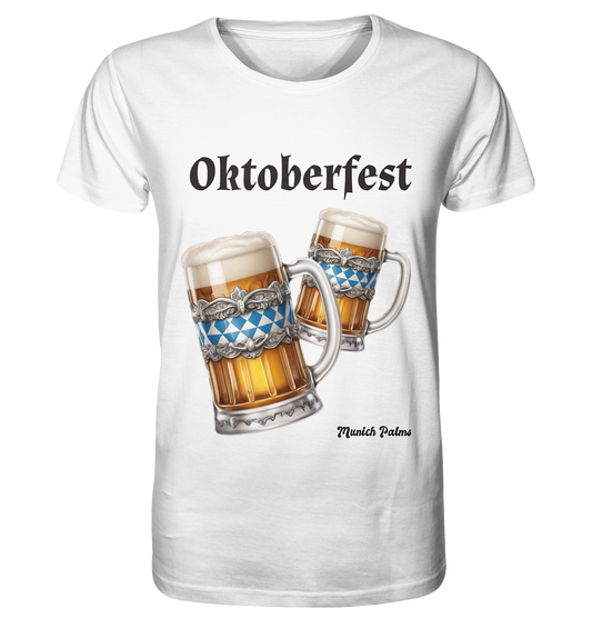 Boccali da birra dell'Oktoberfest con design a diamanti bavaresi di München Palms - Maglietta basic biologica