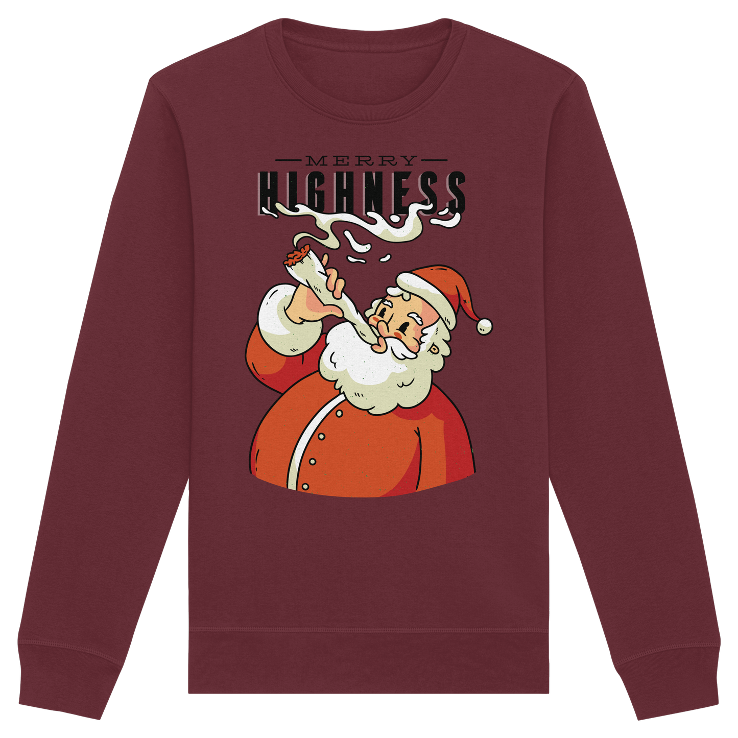 Ein weihnachtliches Motiv mit einem kiffenden Weihnachtsmann Nikolaus Merry Highness - Organic Basic Unisex Sweatshirt