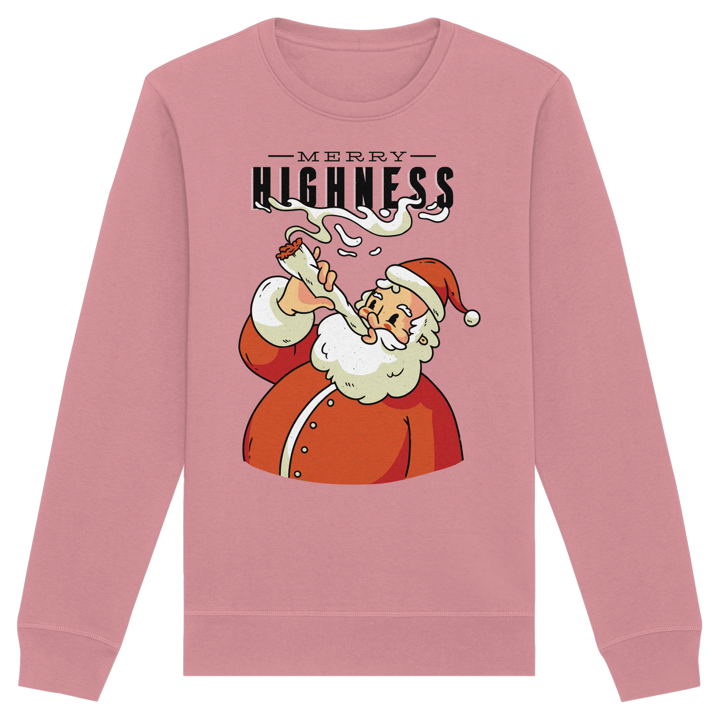 Ein weihnachtliches Motiv mit einem kiffenden Weihnachtsmann Nikolaus Merry Highness - Organic Basic Unisex Sweatshirt