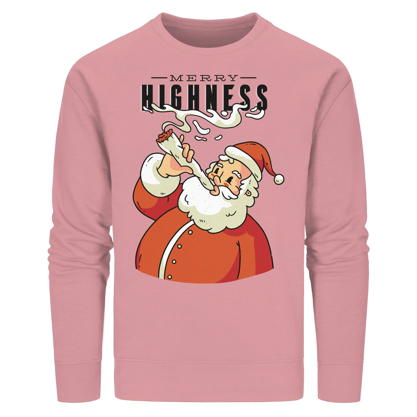 Ein weihnachtliches Motiv mit einem kiffenden Weihnachtsmann Nikolaus Merry Highness - Organic Basic Unisex Sweatshirt