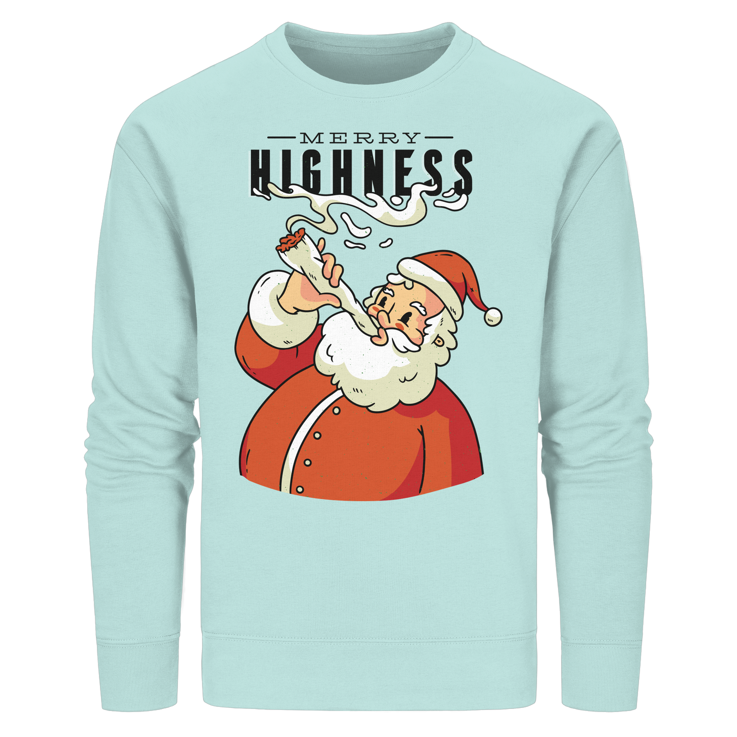 Ein weihnachtliches Motiv mit einem kiffenden Weihnachtsmann Nikolaus Merry Highness - Organic Basic Unisex Sweatshirt