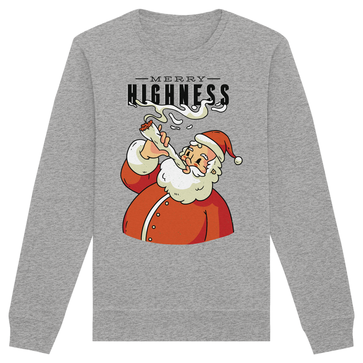 Ein weihnachtliches Motiv mit einem kiffenden Weihnachtsmann Nikolaus Merry Highness - Organic Basic Unisex Sweatshirt