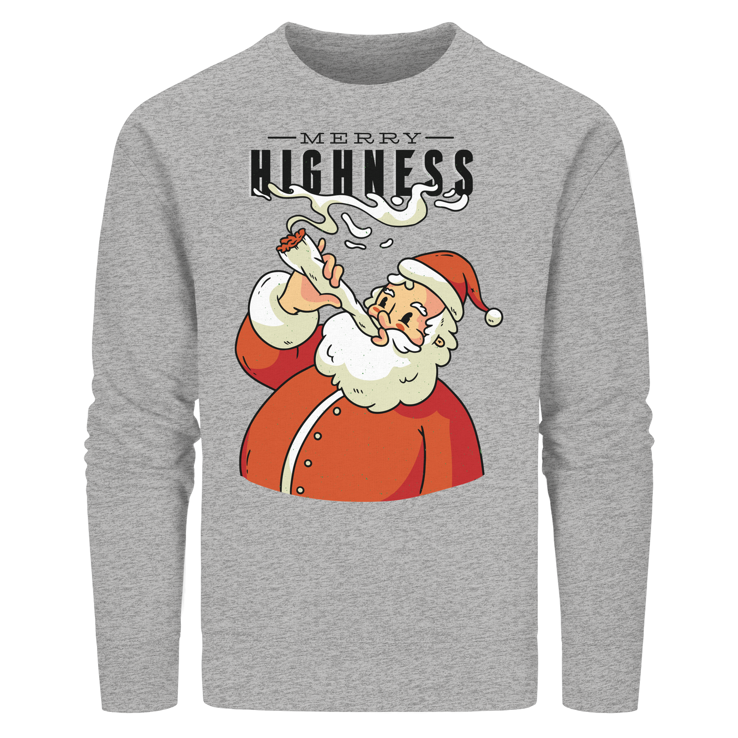 Ein weihnachtliches Motiv mit einem kiffenden Weihnachtsmann Nikolaus Merry Highness - Organic Basic Unisex Sweatshirt