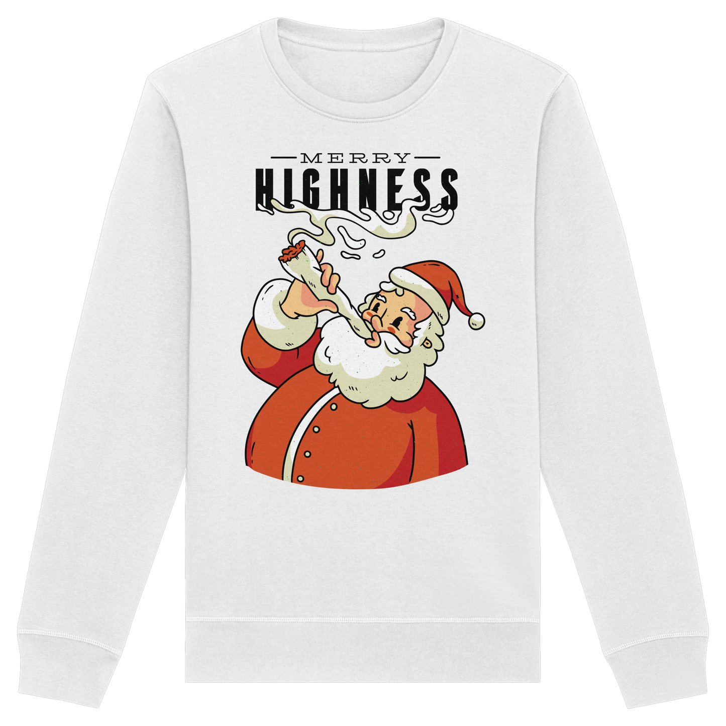 Ein weihnachtliches Motiv mit einem kiffenden Weihnachtsmann Nikolaus Merry Highness - Organic Basic Unisex Sweatshirt