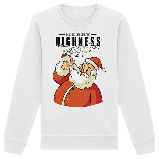 Ein weihnachtliches Motiv mit einem kiffenden Weihnachtsmann Nikolaus Merry Highness - Organic Basic Unisex Sweatshirt