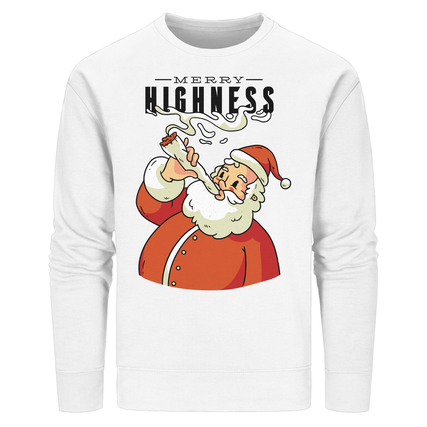 Ein weihnachtliches Motiv mit einem kiffenden Weihnachtsmann Nikolaus Merry Highness - Organic Basic Unisex Sweatshirt