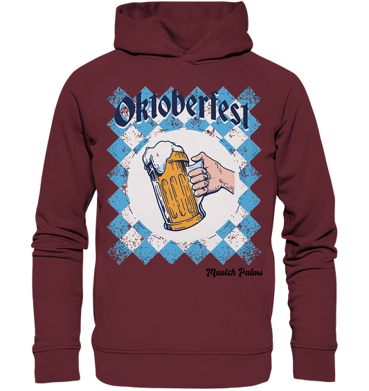 Oktoberfest beer mug in Bavarian diamond design by Munich Palms - Organic Fashion Hoodie