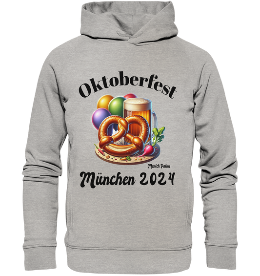 Maßkrüge ,Brezn,Radi - Oktoberfest München 2024 - lizensiert Design Munich Palms    - Organic Fashion Hoodie