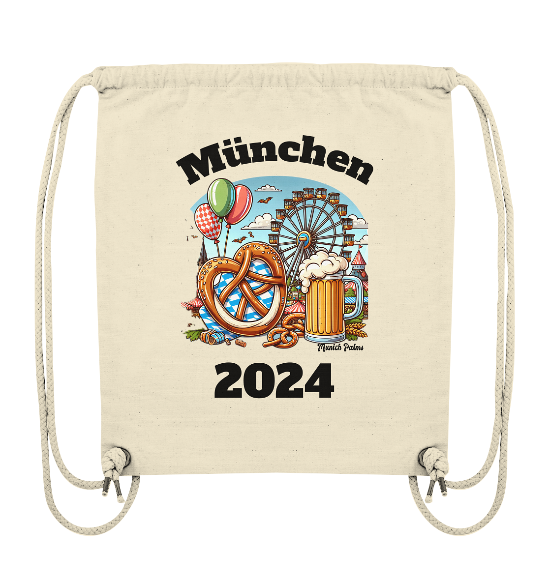 München 2024 mit Volksfest ,Frühlingsfest,Kirmes,Oktoberfest -Design Munich Palms -auch mit dem Namen Deiner Stadt - Organic Gym-Bag