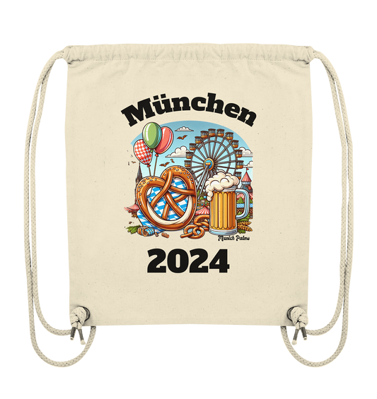 München 2024 mit Volksfest ,Frühlingsfest,Kirmes,Oktoberfest -Design Munich Palms -auch mit dem Namen Deiner Stadt - Organic Gym-Bag