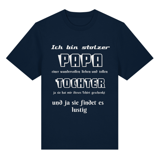 Unisex-Shirt "Ich bin stolzer Papa einer wundervollen Tochter" aus Bio-Baumwolle, französisch navy, vorneansicht