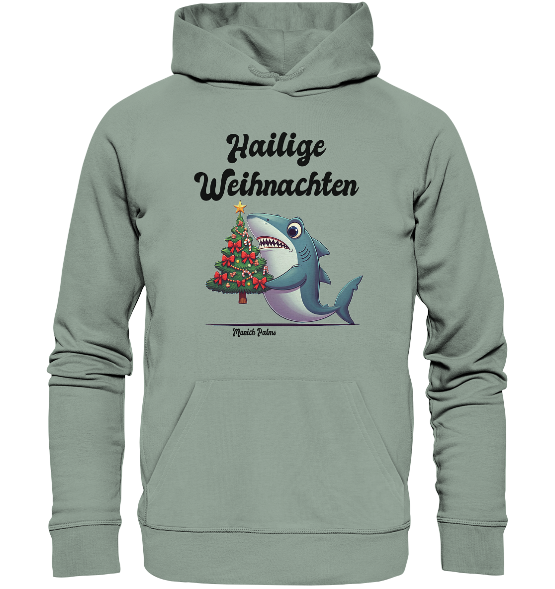 Hailige Weihnachten Haifisch mit Christbaum Design Munich Palms  - Organic Hoodie