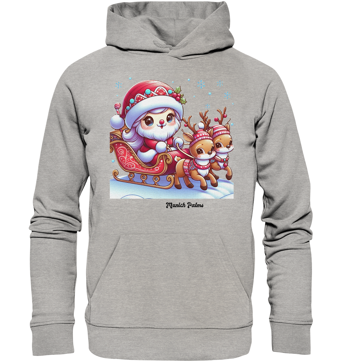 Weihnachten Nikolaus weiblich mit lieblichen Rentieren ,Design Munich Palms  - Organic Hoodie