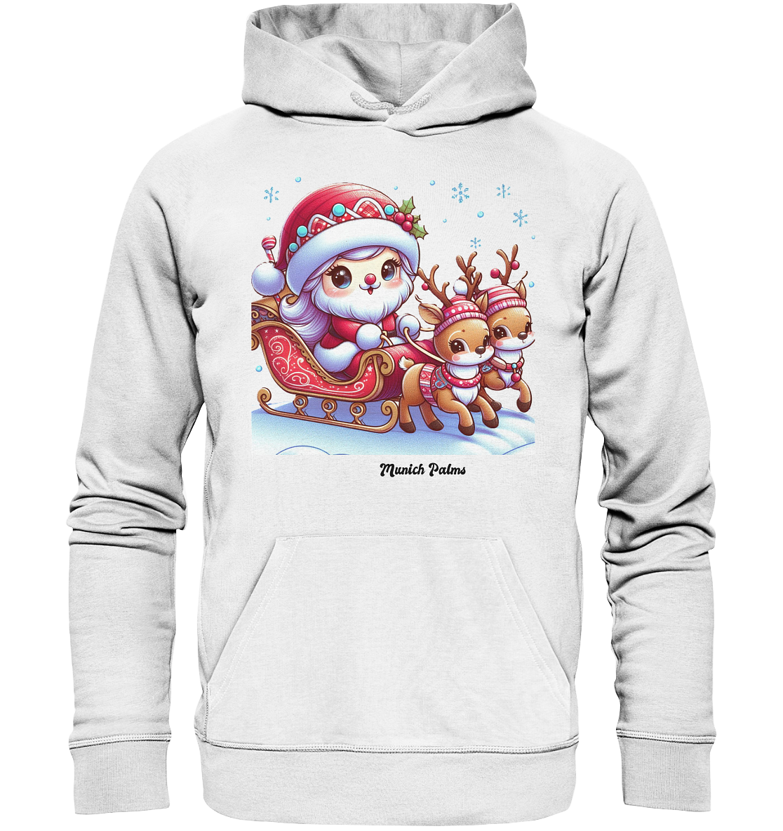 Weihnachten Nikolaus weiblich mit lieblichen Rentieren ,Design Munich Palms  - Organic Hoodie