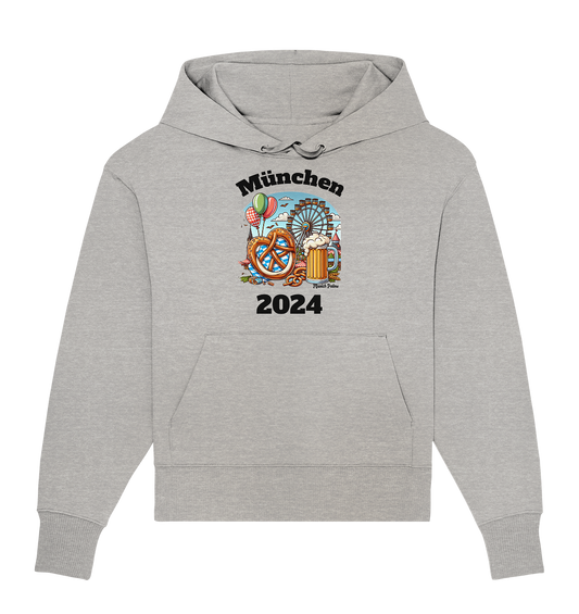 München 2024 mit Volksfest ,Frühlingsfest,Kirmes,Oktoberfest -Design Munich Palms -auch mit dem Namen Deiner Stadt - Organic Oversize Hoodie