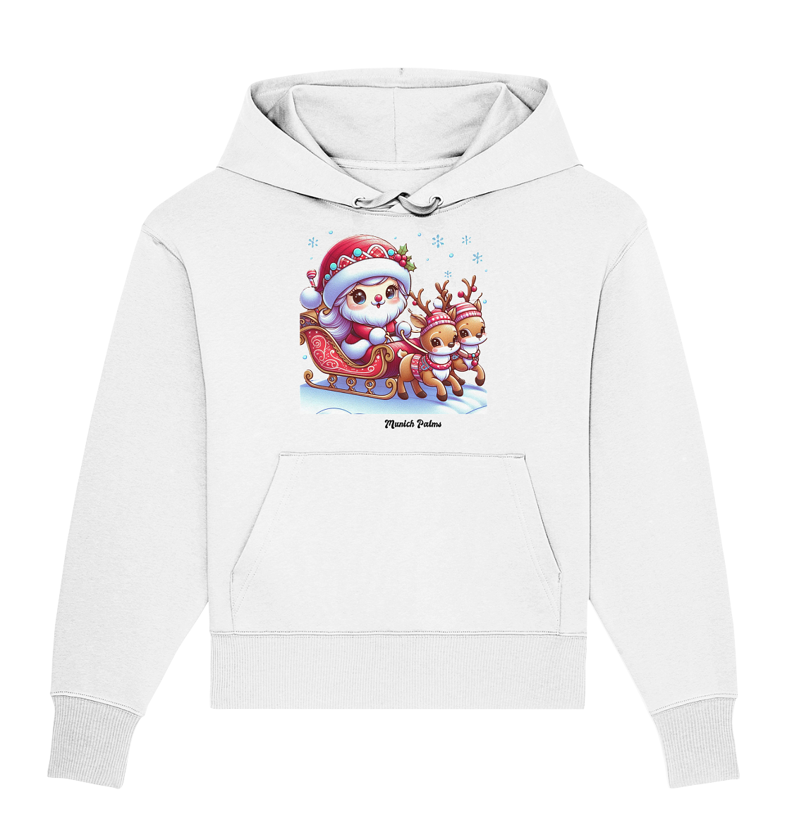 Weihnachten Nikolaus weiblich mit lieblichen Rentieren ,Design Munich Palms  - Organic Oversize Hoodie