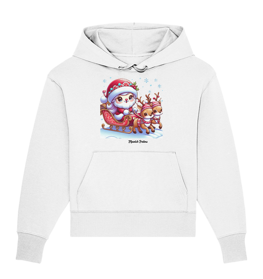 Weihnachten Nikolaus weiblich mit lieblichen Rentieren ,Design Munich Palms  - Organic Oversize Hoodie