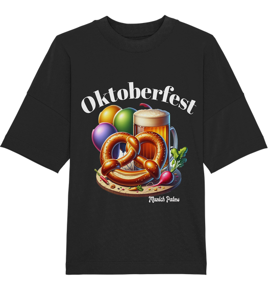 Beer mugs, pretzels, radishes - Oktoberfest - Wiesn licensed design Munich Palms - Organic Oversize Shirt