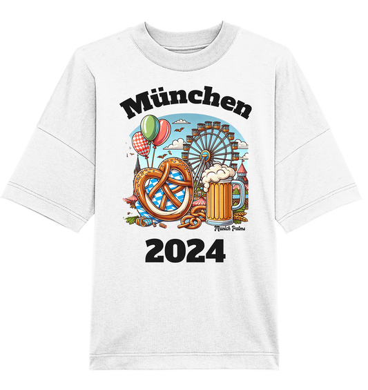 München 2024 mit Volksfest ,Frühlingsfest,Kirmes,Oktoberfest -Design Munich Palms -auch mit dem Namen Deiner Stadt - Organic Oversize Shirt