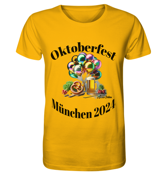 Balloons, beer mugs, pretzels, radishes - Oktoberfest Munich 2024 - licensed design Munich Palms copy - Organic Shirt