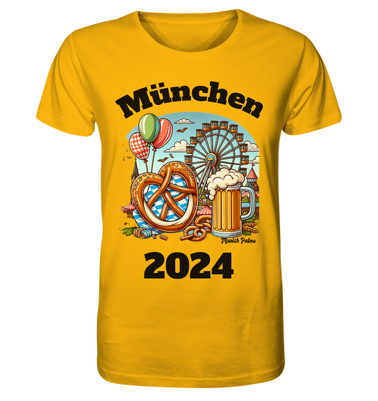 München 2024 mit Volksfest ,Frühlingsfest,Kirmes,Oktoberfest -Design Munich Palms -auch mit dem Namen Deiner Stadt - Organic Shirt