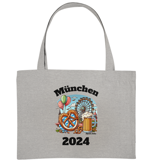 München 2024 mit Volksfest ,Frühlingsfest,Kirmes,Oktoberfest -Design Munich Palms -auch mit dem Namen Deiner Stadt - Organic Shopping-Bag