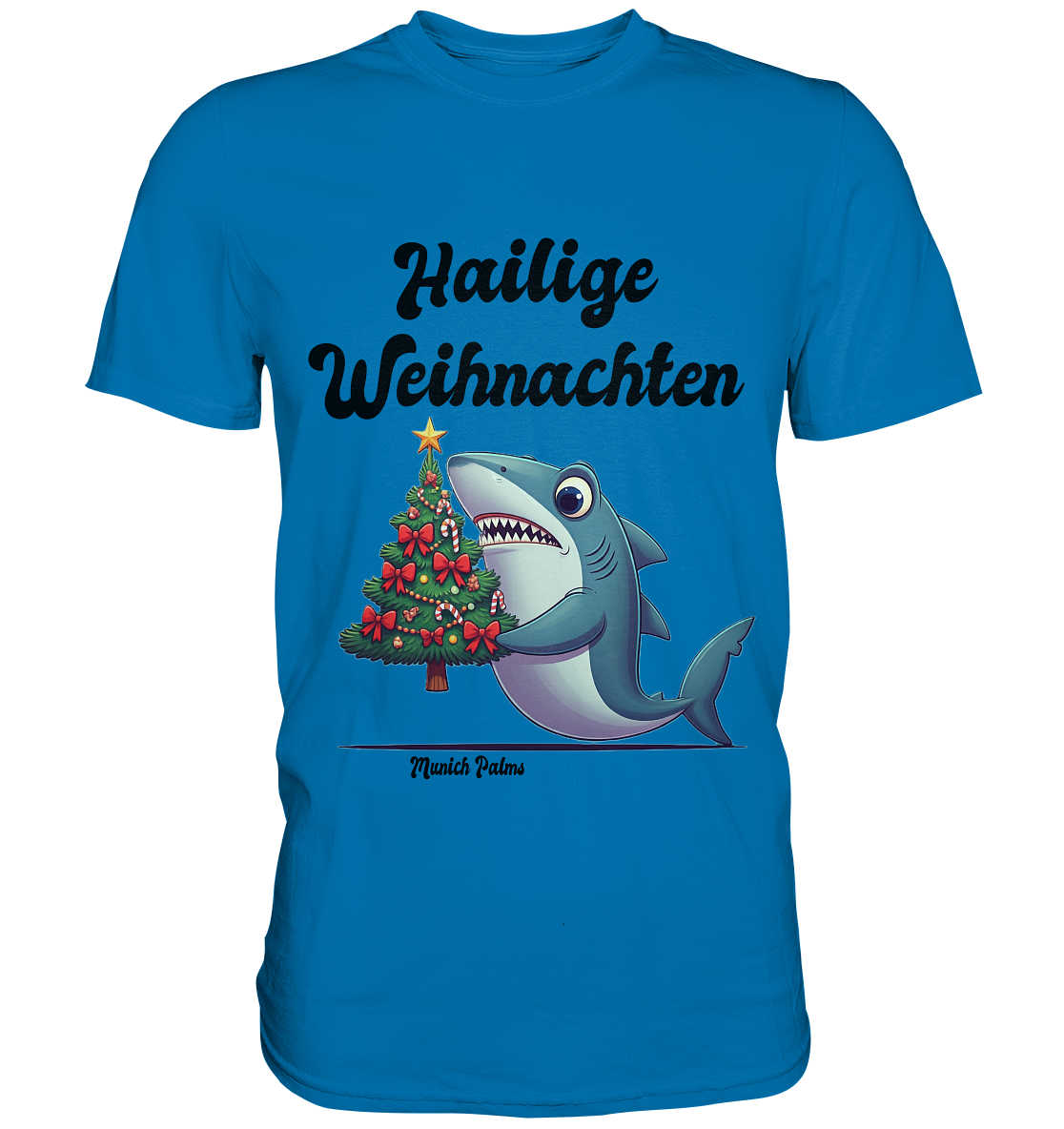 Hailige Weihnachten Haifisch mit Christbaum Design Munich Palms  - Premium Shirt