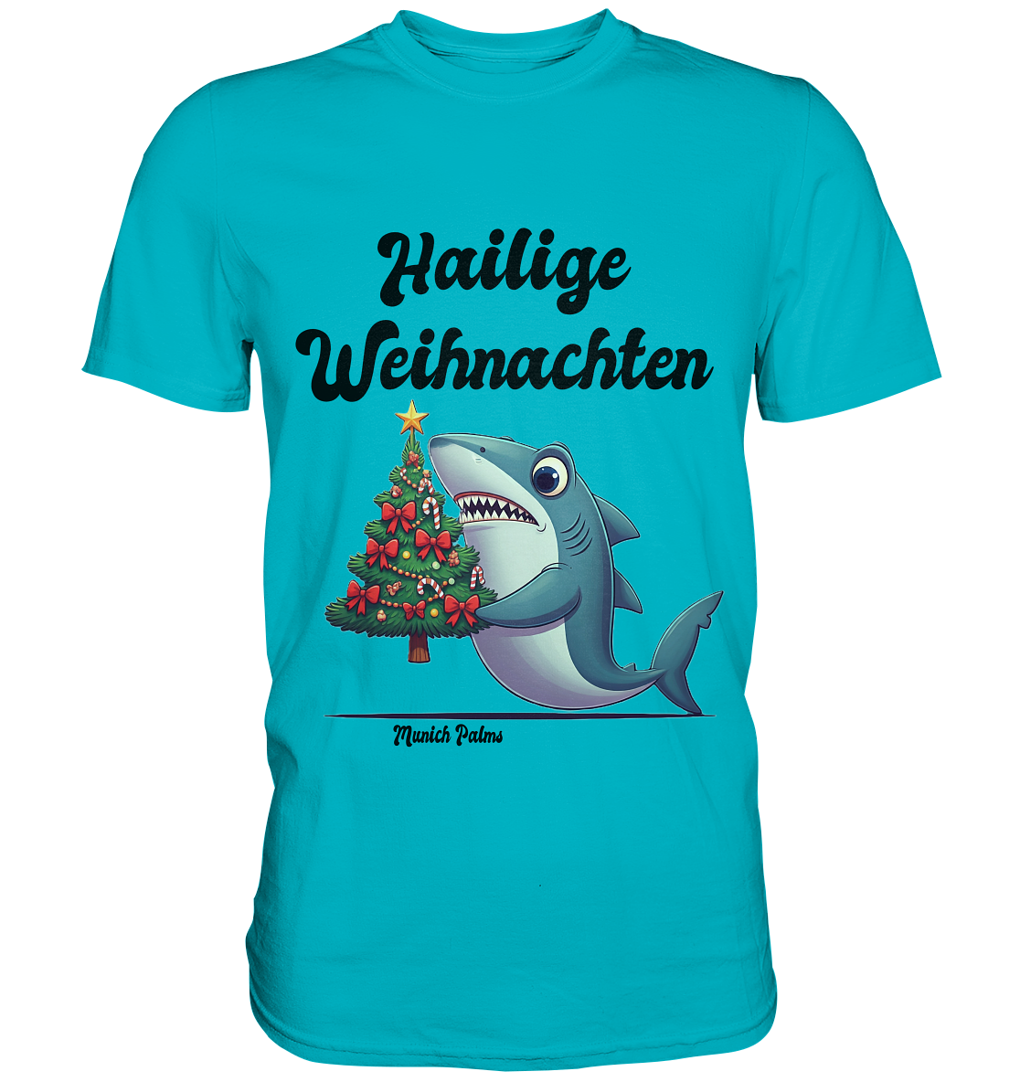 Hailige Weihnachten Haifisch mit Christbaum Design Munich Palms  - Premium Shirt