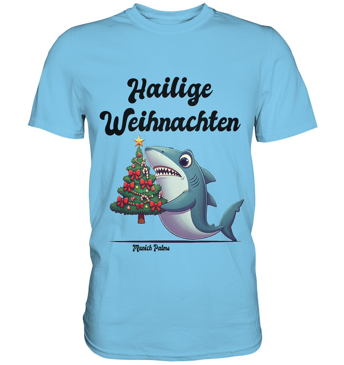 Hailige Weihnachten Haifisch mit Christbaum Design Munich Palms  - Premium Shirt