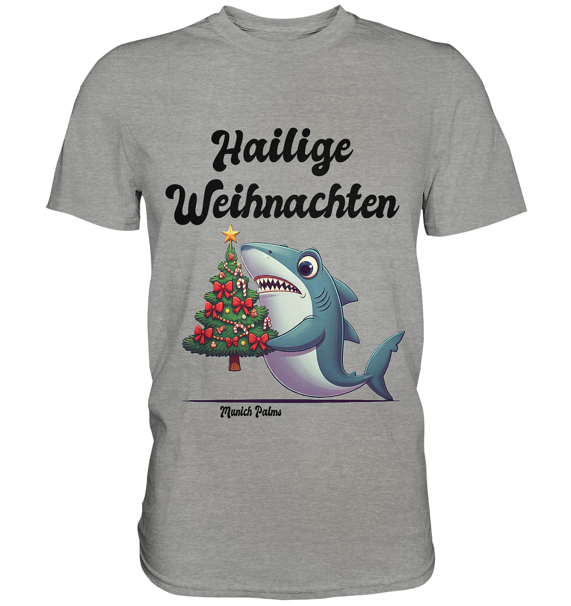 Hailige Weihnachten Haifisch mit Christbaum Design Munich Palms  - Premium Shirt