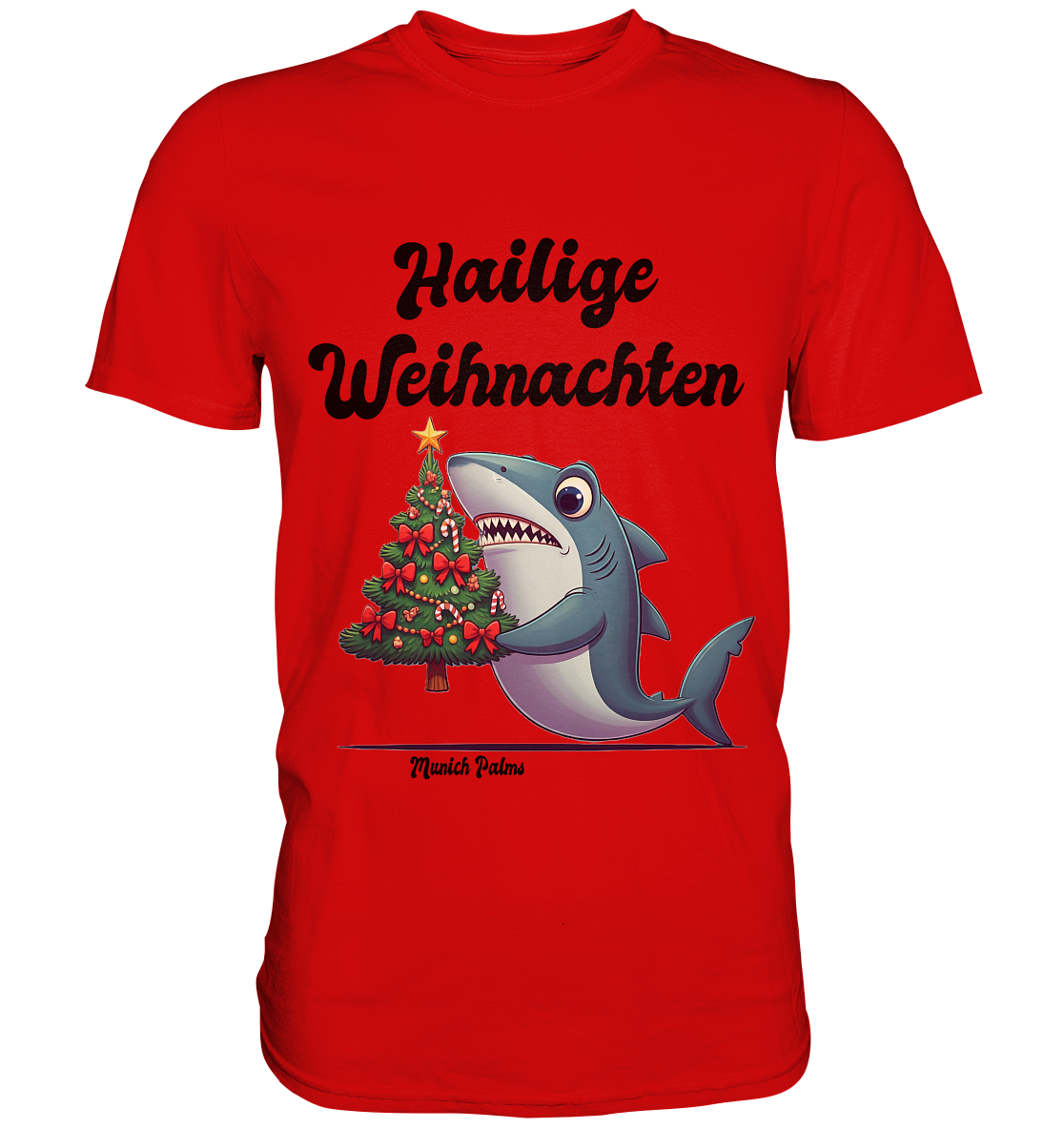 Hailige Weihnachten Haifisch mit Christbaum Design Munich Palms  - Premium Shirt