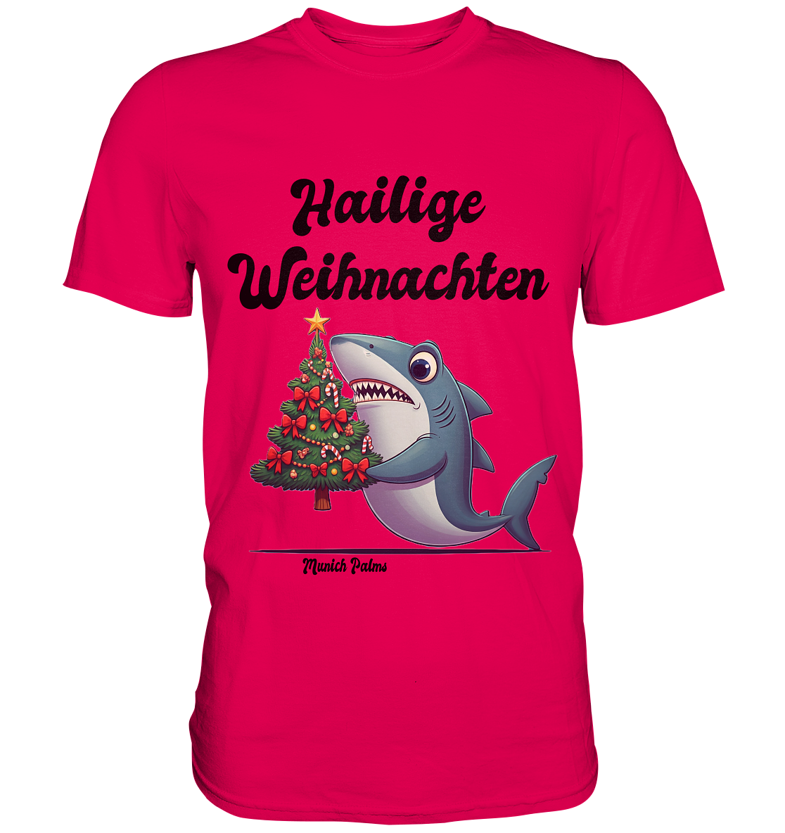 Hailige Weihnachten Haifisch mit Christbaum Design Munich Palms  - Premium Shirt