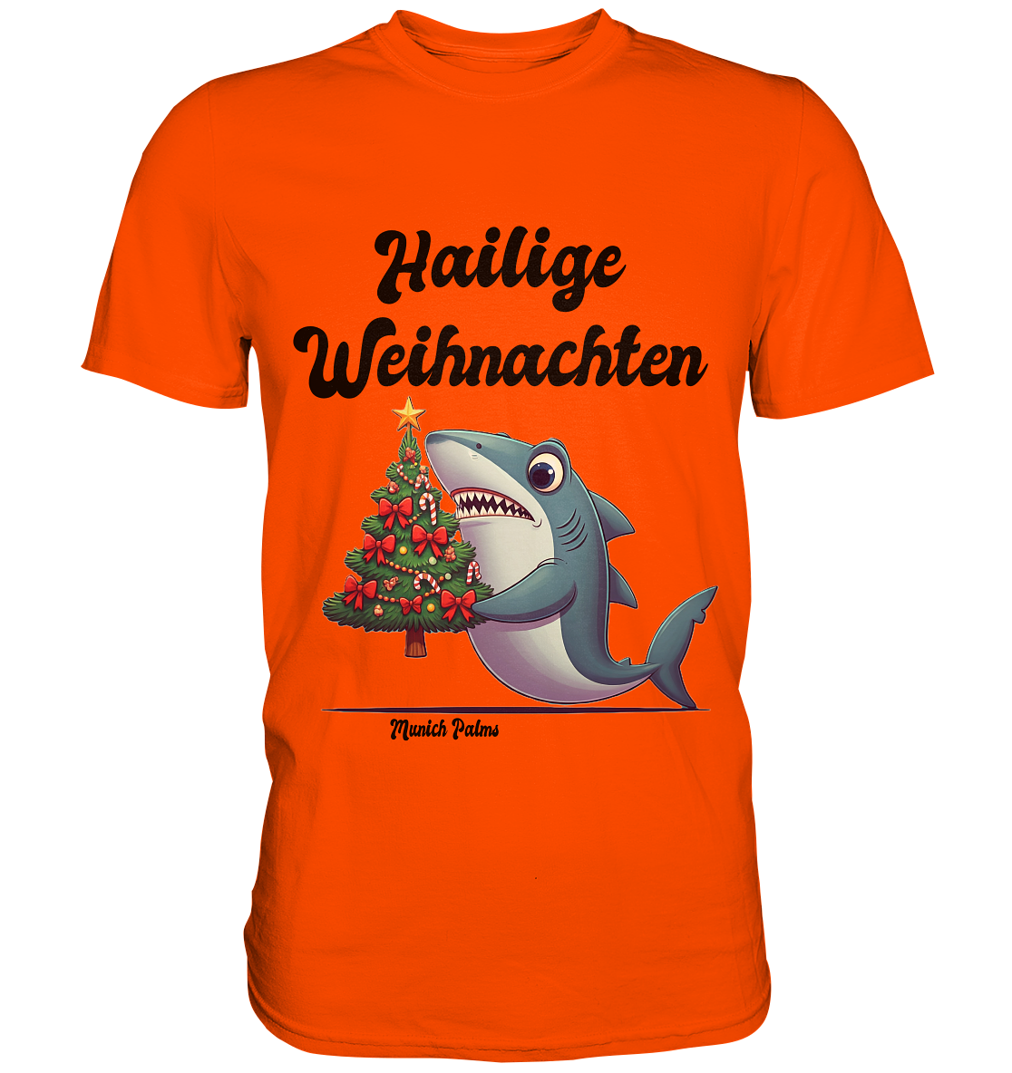 Hailige Weihnachten Haifisch mit Christbaum Design Munich Palms  - Premium Shirt