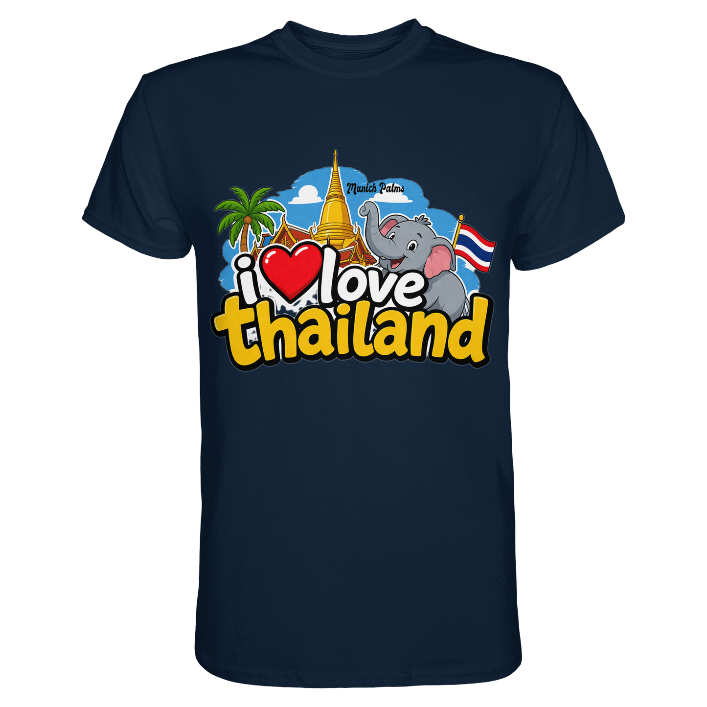 Unisex Premium-Shirt mit "I love Thailand" Aufdruck in Navy, bequemes T-Shirt aus weichem Stoff, stilvoll und casual.