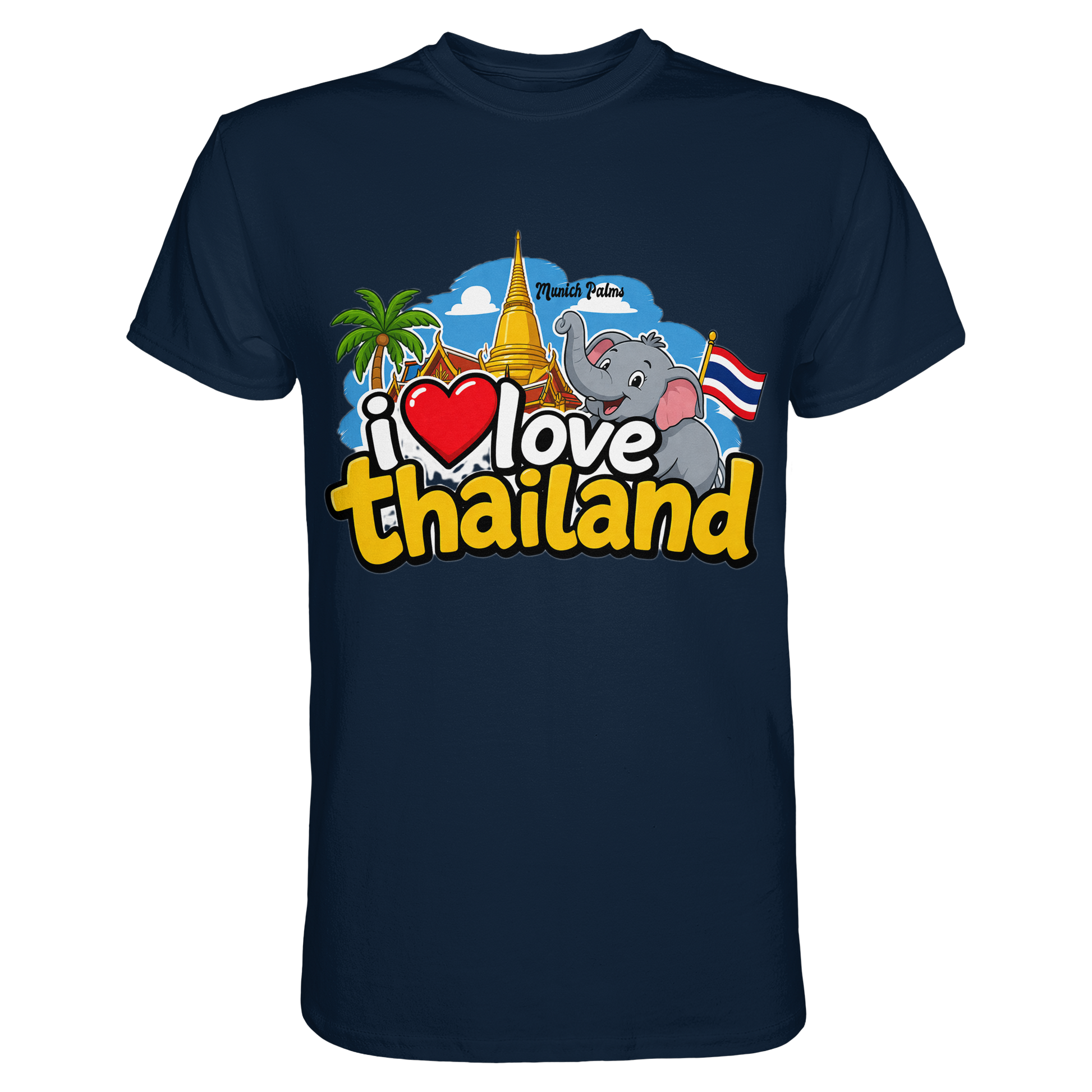 Unisex Premium-Shirt mit "I love Thailand" Aufdruck in Navy, bequemes T-Shirt aus weichem Stoff, stilvoll und casual.