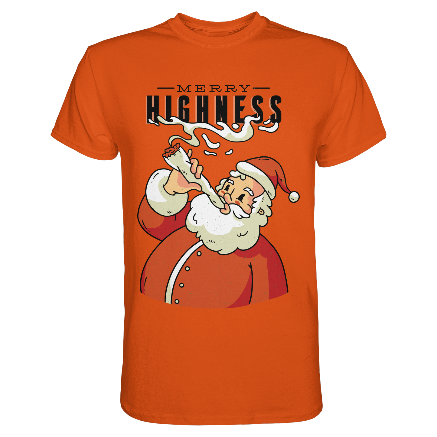 A Christmas motif featuring a pot-smoking Santa Claus, Merry Highness - Premium Shirt