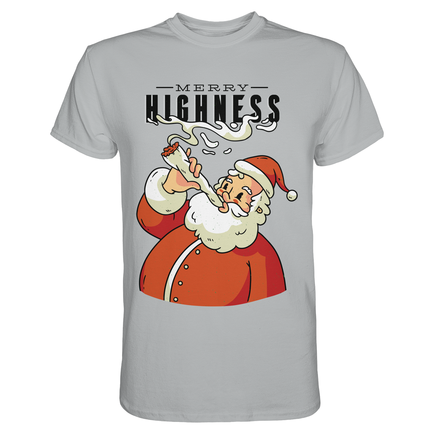 A Christmas motif featuring a pot-smoking Santa Claus, Merry Highness - Premium Shirt