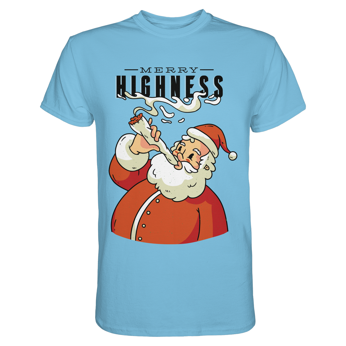 A Christmas motif featuring a pot-smoking Santa Claus, Merry Highness - Premium Shirt