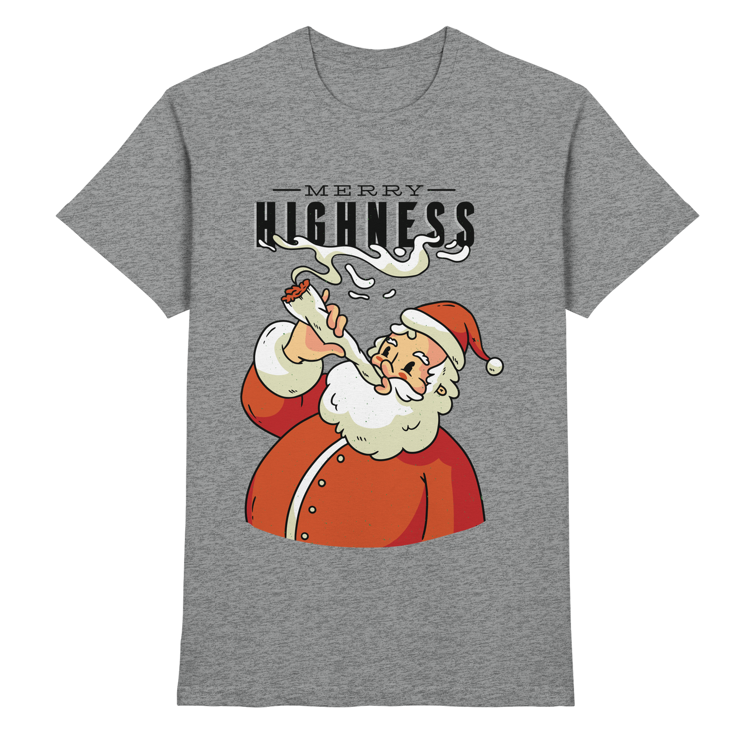 A Christmas motif featuring a pot-smoking Santa Claus, Merry Highness - Premium Shirt