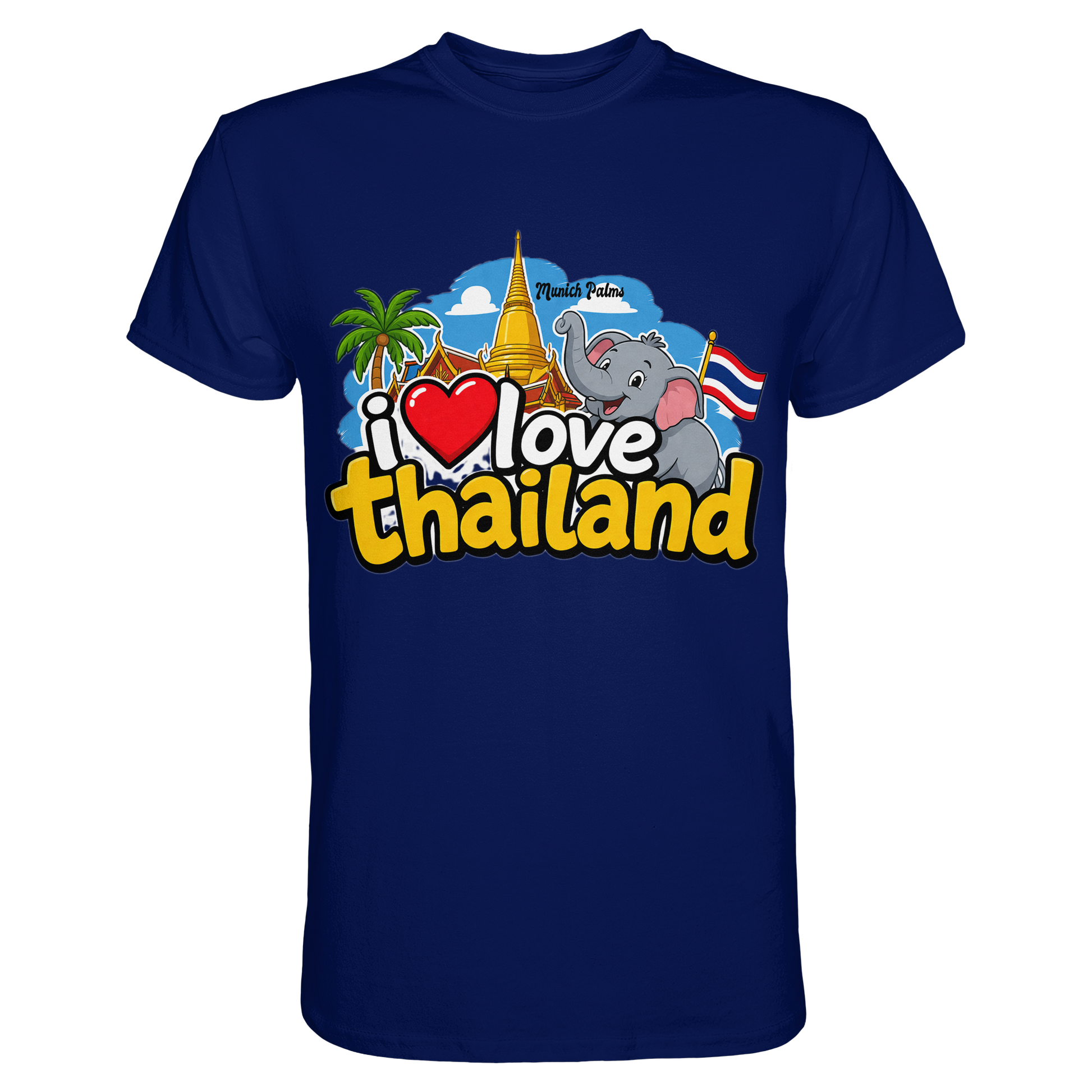 Unisex Premium Shirt "I Love Thailand" in urban Navy, zeigt den frontalen Blick auf das stylische T-Shirt.