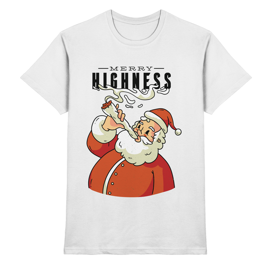 Ein weihnachtliches Motiv mit einem kiffenden Weihnachtsmann Nikolaus Merry Highness - Premium Shirt