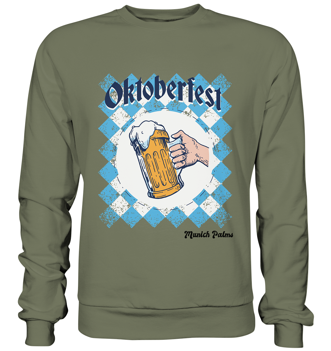 Oktoberfest Maßkrug in bayrischer Raute Design by Munich Palms  - Premium Sweatshirt