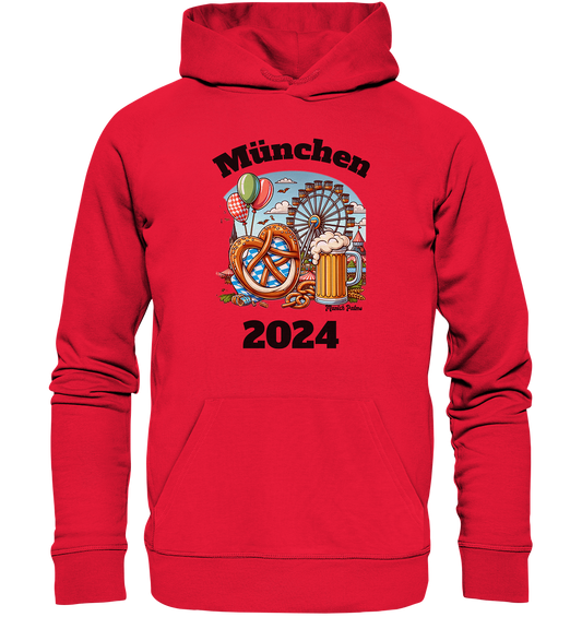 München 2024 mit Volksfest ,Frühlingsfest,Kirmes,Oktoberfest -Design Munich Palms -auch mit dem Namen Deiner Stadt - Premium Unisex Hoodie