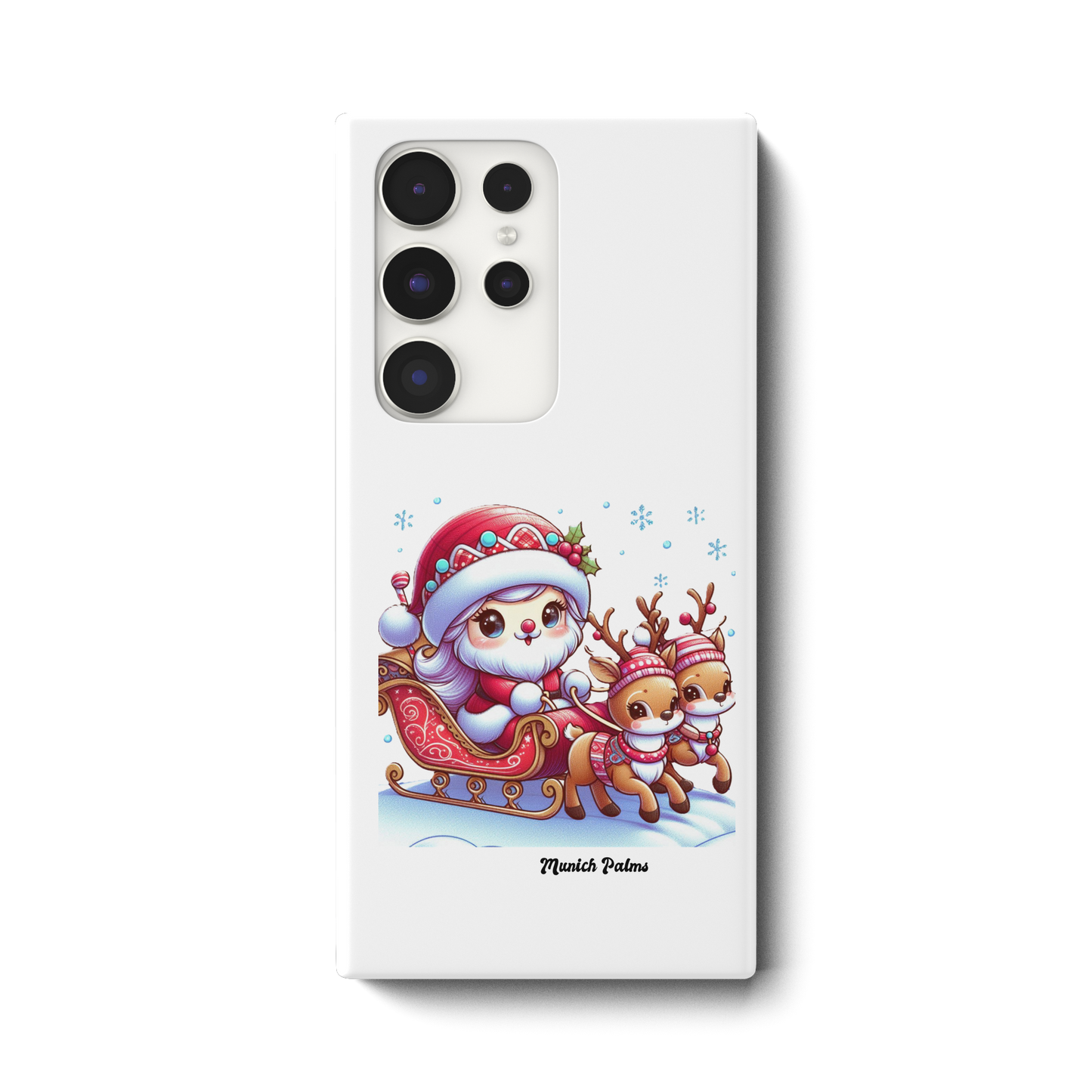 Weihnachten Nikolaus weiblich mit lieblichen Rentieren ,Design Munich Palms  - Samsung Galaxy S23 Ultra Handyhülle