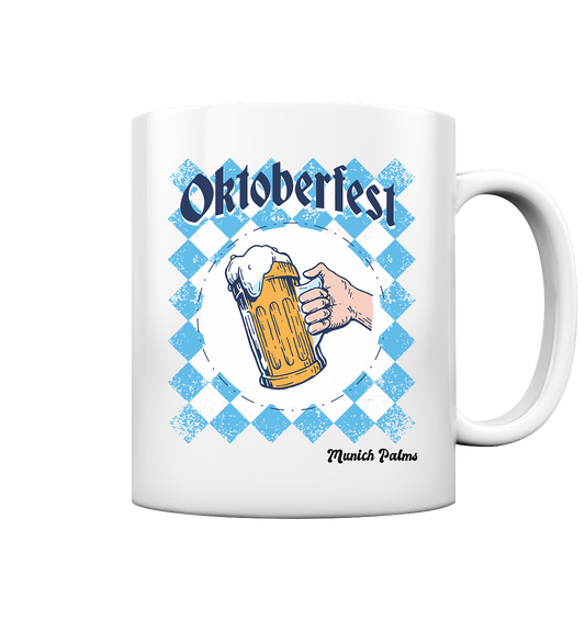 Oktoberfest Maßkrug in bayrischer Raute Design by Munich Palms  - Tasse glossy