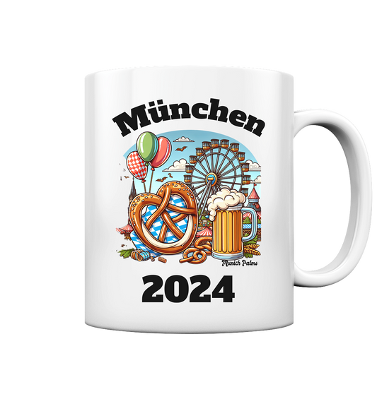 München 2024 mit Volksfest ,Frühlingsfest,Kirmes,Oktoberfest -Design Munich Palms -auch mit dem Namen Deiner Stadt - Tasse glossy