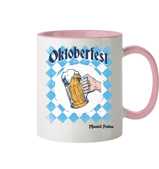 Oktoberfest Maßkrug in bayrischer Raute Design by Munich Palms  - Tasse zweifarbig