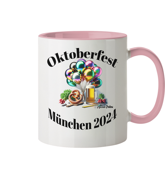 Balloons, beer mugs, pretzels, radishes - Oktoberfest Munich 2024 - licensed design Munich Palms copy - two-tone cup